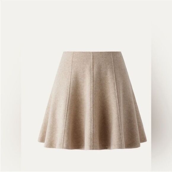 NWT OGL CashSoft High Waisted Flare Hem Mini Skirt - Heather Oatmeal Size S - Picture 1 of 10